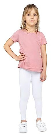 looksy Leggings per Ragazze Tessuto di Cotone Traspirante Lunghezza alla Caviglia Colori Solidi e Vivaci Sport per Bambini e Abbigliamento Quotidiano Scuola di Ballo Bianco 12 Anni (152 cm)