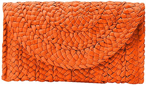 Fioeyr Women's Straw Evening Clutch Purse Summer Beach Handbag Straw Evening Handbag Women Envelope Bag