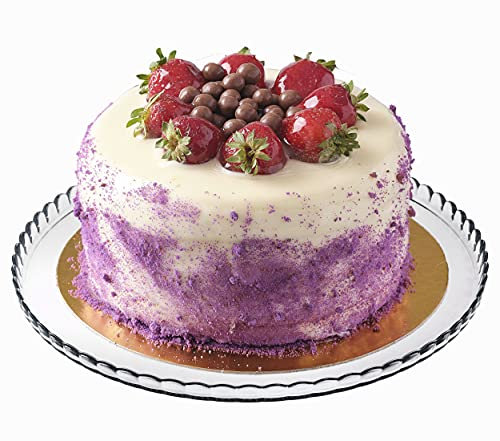 DESTALYA Cake Stand Glass Plate 32 cm Round Platter Serving Tray for Cupcakes Pies Cheese Charcuterie Salad Snacks Patisserie Display, Plateau à Gâteau