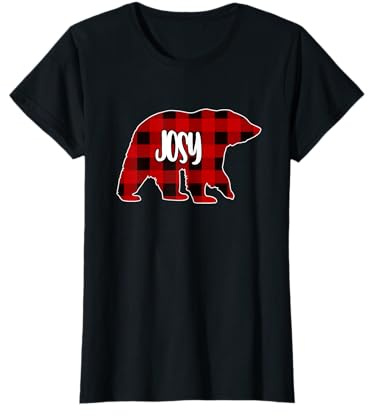 Josy Bear Custom Red Buffalo Plaid Christmas Pajama T-Shirt
