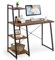 DREAMADE Schreibtisch mit Regal, Computertisch mit 3 Ablagen und 1 Tischplatte, Bürotisch mit Verstellbaren Füßen und Stabiler Konstruktion, PC-Tisch fürs Wohnzimmer, Arbeitszimmer und Büro (Braun)