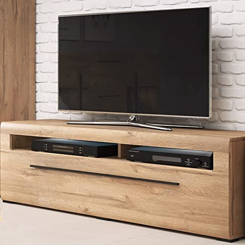 Lomadox TV Lowboard 140 cm breit Eiche Grandson Nb. mit LED Beleuchtung, B/H/T: ca. 140/52/50 cm