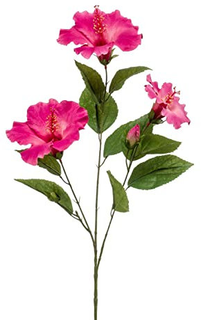 artplants.de Künstlicher Hibiskus Zweig Amadou mit Blüten, pink, 80cm - Deko Hibiskus Blume