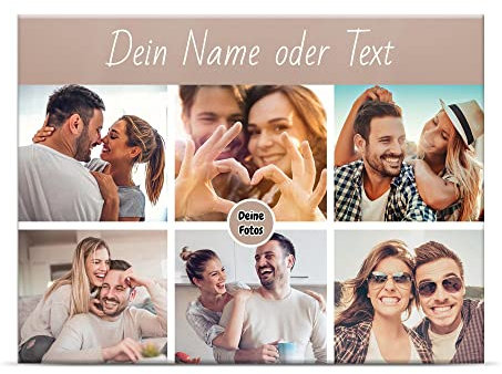 PR Print Royal Fotomagnet selbst gestalten mit 6er Collage und Text - 6 Fotos - Jahrestag Geschenk, personalisierte Geschenke | Querformat, 6 x 8 cm