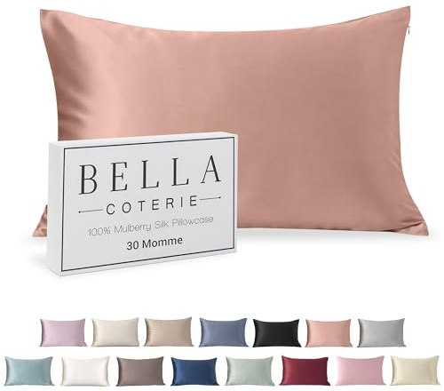 Bella Coterie Luxury Silk Pillowcase for Hair and Skin | 30 Momme | 100% Pure 6A Mulberry Silk | Super Soft | Perfectly Plush [Standard, Dusty Rose]