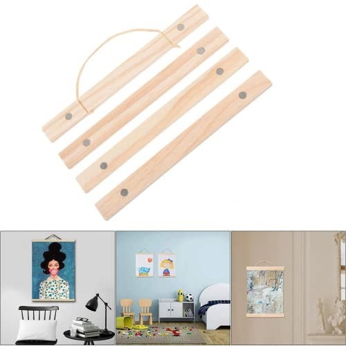 5 Stück Magnetisch Posterschiene|Holz Bilderrahmen hochwertig,für Wandbilder, Poster und Fotos magnetisch|Posterleiste Holzrahmen Bilderleiste Klemmleiste