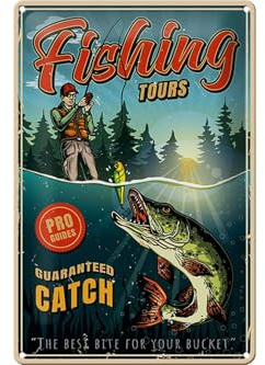FEMER Blechschild Angeln 20x30cm Fishing Tours Schild