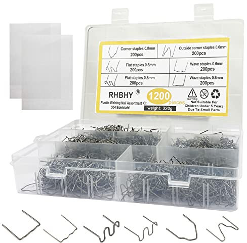 Kunststoff Schweißgerät Edelstahl Hot Staples Welder Staple 1200 Stk heiße Heftklammern 0.8mm 0.6mm Schweißstäbe Klammern Stossstangen Reparaturset für Autostoßstange Rissreparatur