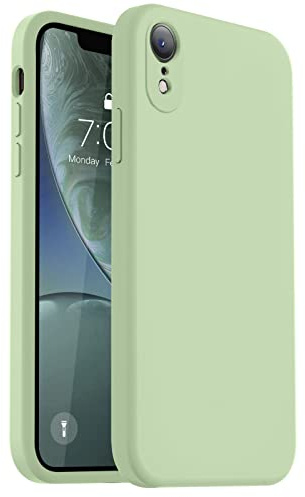 Vooii Compatible with iPhone XR Case, Upgraded Liquid Silicone with [Flat Edges] [Camera Protection] [Fit for Battery Charger Cases] Phone Case for iPhone 10 XR 6.1 inch - Matcha