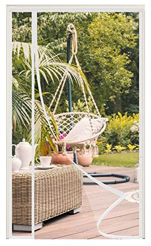 AQKaki Zanzariera Magnetica per Porte in Vetroresina, 85x240cm Apertura Laterale Tenda Zanzariera Porte Rete Rinforzata Durevole Autoadesiva Zanzariere Magnetiche per Finestre Cortile Camera