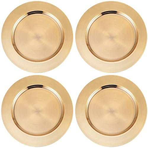 Event Kauf Platzteller Gold 4 Stück Ø 33 cm B Ware - Unterteller Dekoteller für Hochzeit, Weihnachten - wiederverwendbar