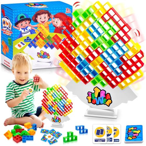 64 Stück Tetra Tower Spiel, Tetra Tower, Balance Spielzeug Tower Game, Balance Team Tower Spiele Game Stapelspiele Creative Stack Attack, Lustige stapelspiel Team Tower-Spiel für Kinder und Erwachsene