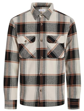 JACK & JONES Jjdarren Surchemise en Flanelle Ls Chemise décontractée, Beige Clair, M Homme