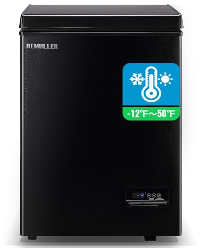 DEMULLER - Congelador profundo para puerta abierta en la parte superior del congelador con 2 cestas extraíbles, visualización electrónica de visualización negra