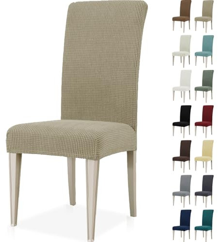Ystyle Stretch Stuhlhussen 6er Set, Stuhlbezug Elastisch Abnehmbarer Waschbarer, Universal Hussen Für Stühle, Stuhlbezüge Chair Cover Für Hotel Bankett Küche Restaurant Hochzeit Party, Khaki