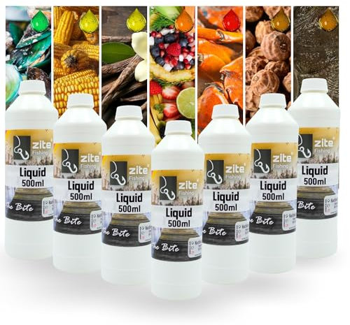 Zite Fishing Karpfen-Liquid 7x500ml - Naturreines Konzentrat, Universell Verwendbar, Hoher Aminosäureanteil - Ideal für Boilies, Futterkorb & Feederfischen