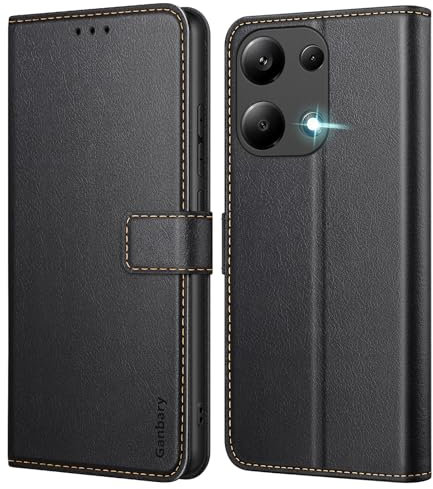 Ganbary Handyhülle für Xiaomi Redmi Note 13 Pro 4G (Nicht für 5G) Hülle, Premium Leder Klapphülle [Kartenschlitzen] [Standfunktion] kompatibel mit Xiaomi Redmi Note 13 Pro 4G Schutzhülle, Schwarz