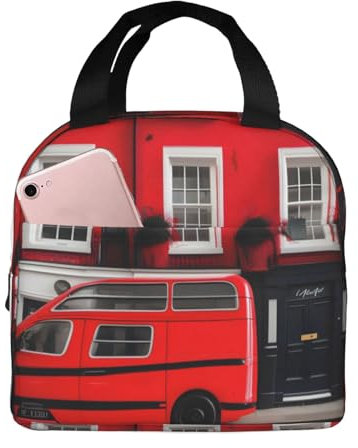 LXqlSS London Street Bento-Box, isolierte Lunchboxen, wiederverwendbar, wasserdicht, Lunchtasche mit Vordertasche, für Büro, Picknick, Wandern