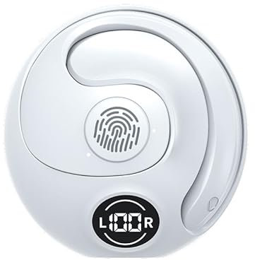 URIZONS Ohrbügel Ball Bluetooth Kopfhörer mit Silikonband - Kabellos Wireless Kugelform Kopfhorer Sport Kugel Ohrhörer TWS Earbuds mit Ladehülle für Spiele und Sport - Weiß
