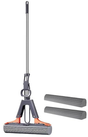 Trapeador de esponja PVA, Trapeador con rodillo para piso | Trapeador exprimible para pisos con esponja de PVA para limpieza | Fregona de esponja absorbente de limpieza eficiente para suelo de mármol,