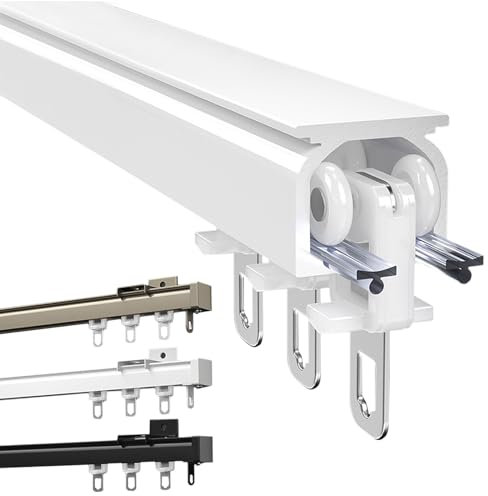 Vorhangschiene 1 Läufig, Gardinen Für Schienen Aluminium Wand/Hängen Montage, 50cm-600cm, Vorhangstange Für Schiebevorhänge, Gardinen Und Vorhänge, 2mm Verdickt Hochbelastbare Schienen
