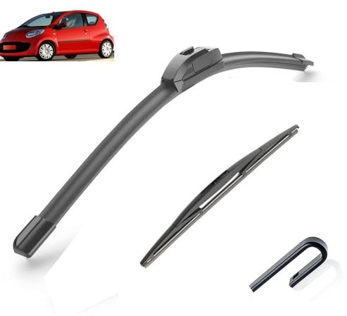 Balais d'essuie-glace de voiture compatible avec Toyota Aygo Peugeot 107 Citroën C1 MK1 2005 2006 2007 2008 2009 2010 Lunette avant et arrière