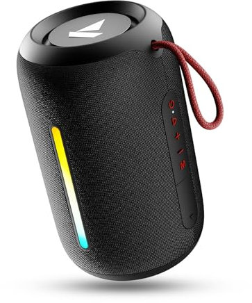 Boat Stone 352 Pro/Stone 358 Pro w/ 14W Signature Sound, Up to 12 Hours Playback, RGB LEDs, TWS Feature, Built-in Mic, BTv5.3, Free Music Streaming on JioSaavn Bluetooth Speaker (Raging Black)