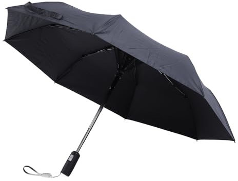 Garosa USB-wiederaufladbarer Sonnenschirm mit Integriertem Ventilator, Faltbarer Ventilatorschirm, Kühlend für Festival-Strand- und Sommeraktivitäten (BLACK)