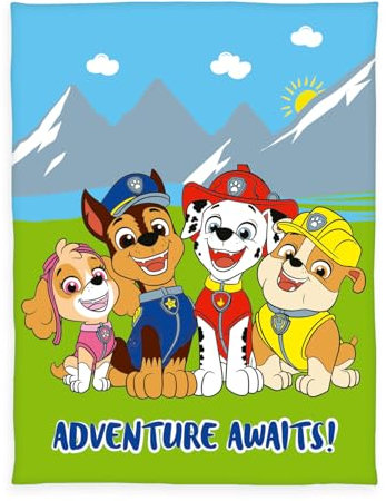 Herding Fleece-Decke Paw Patrol, 130 x 170 cm, Dekorative Kinder-Kuscheldecke mit buntem Motiv, flauschig, 100% Polyester