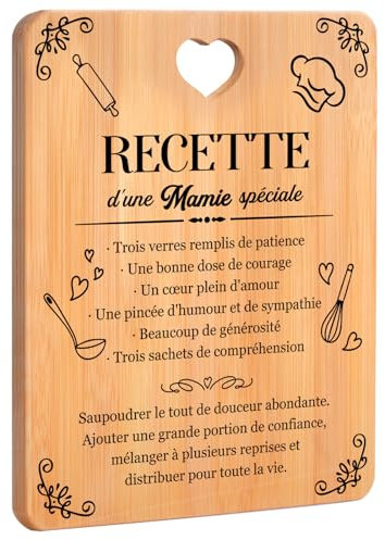 Cadeau Mamie - Planche à Découper en Bambou, Cadeau Mamie NoelRECETTE d'une Mamie spéciale, Idee Cadeau Grand Mere, Cadeau Grand Mere Original