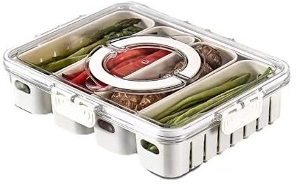 Yuzita Getrenntes Serviertablett mit Deckel und Griff, Tragbare Snackbehälter Snack Box Snack Tablett mit Deckel, Veggie Tablett Charcuterie Boxen Obst Tablett Candy Organizer (4 Fächer)