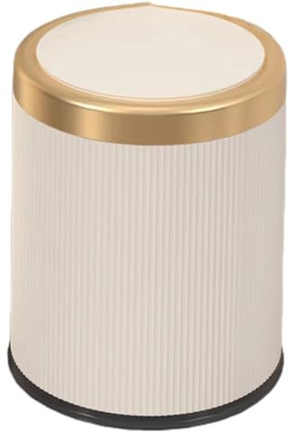 Cubo De Basura con Pedal Premium Pequeñas Papeleras De Baño, Aseo U Oficina - 12L - Papelera De Baño De Acero Inoxidable con Cesto Extraíble - Sistema De Cierre Magic Silent(Cream White,12L)