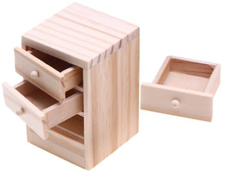 Abaodam Miniature Table De Chevet en Bois pour Maison De Poupée Ob11 avec Armoire À Tiroirs Fonctionnelle Décoration Réaliste Accessoires De Chambre Miniature