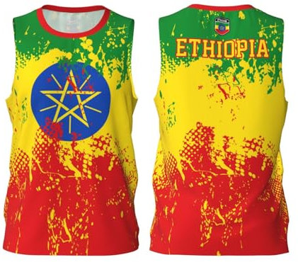 Basketball-Trikot mit Äthiopien-Flagge, Team-Up-Sport, 3D-Volldruck-Design, Trikots, Schwarz , L