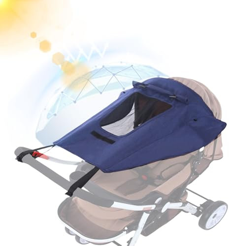 Furforstk sombrilla carro bebe universal con protección UV 50+ parasol carro bebe impermeable parasol carrito universal con mirilla y alas de sombra, capota universal silla paseo Azul