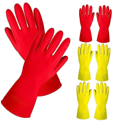 UTHCLO Reinigungshandschuhe Für Die Küche 4 Paar Haushaltsreinigungshandschuhe Rutschfest Gummi Zum Geschirrspülen Wäsche