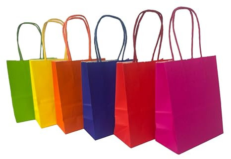 36 Sacchetti Regalo, Busta in Carta Kraft Colorate con Manici Colorati,Dimensioni 22x11x27cm, Buste da Regalo, Sacchetti regalo, Compleanno, set Buste regalo (Multicolore, 22x11x27)