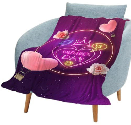 Herz-Decke – weiche Fleecedecke, große Überwürfe | Love Heart Thema Wohnzimmer Dekoration, Valentinstagsbedarf, Wolldecke für Sofa,