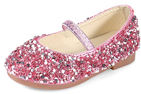 MK MATT KEELY Scarpe Principessa Bambina Ballerine Bambina Scarpe Brillantini Frozen Bimba Partito per Ragazze,Rosa,31EU(CN32)
