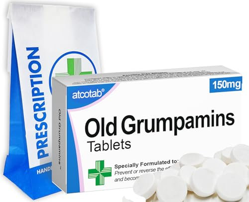 Old Grumpamins Joke Prank Pill Box with Mints Funny Gifts for Mum Dad Boyfriend Birthday Celebrations Get Well Soon Xmas Stocking Filler Secret Santa