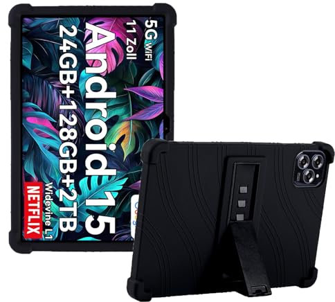 Junfire Silikonhülle für TABWEE T90 / TABWEE W90 Tablet (11 Zoll), Hülle Stoßfeste Robuste mit Ständer für TABWEE T90/TABWEE W90 – Schwarz