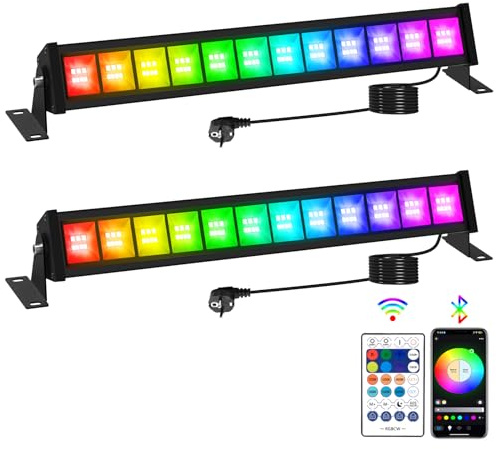 T-SUNUS RGB Strahler Outdoor Außen, 50W RGB LED Wallwasher Licht WiFi mit Bluetooth APP Steuerung, IP66 Wasserdicht Lightbar Partylicht für Garten Party Weihnachten