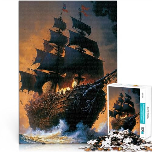 Piratenschiff 1000-teiliges Puzzle für Erwachsene Familienspiel zum Stressabbau, schwierige Herausforderung EIN Kunstwerk 38x26cm