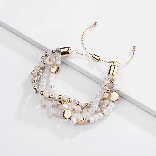 LJIANGD Natural Stone Beads Braided Stacked Bracelet Women Gift for Birthdays and Occasions