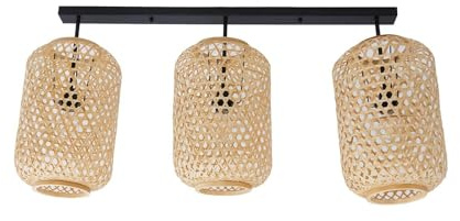 Lucande Deckenlampe Jorick (Landhaus, Vintage Rustikal) (3 flammig E27) - Holz Deckenleuchte Lampe Wohnzimmerleuchte