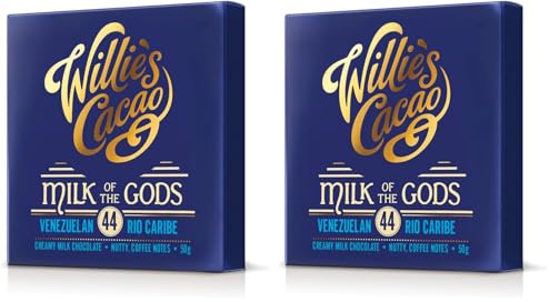 Willie's Cacao Bar - Milk of the Gods, 44% Milk Chocolate - 50g - Rich nutty notes - Artisan made (Pack of 2)