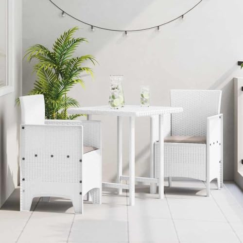 Holamys Gartenstuhl 2er Set Weiß, 53x49x85 cm, Polypropylen Rattan-Optik, UV-beständig, wasserdicht für Balkon, Terrasse, Garten, Bequeme Outdoor-Sitzgelegenheit