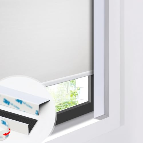 Toperblinds Light Blocking Strips, Self-Adhesive Light Blockers for Indoor Window Blinds & Shades, Connectable Blackout PVC Window Side Tracks for Bedroom, Fits Up to 63 High (White, 15.75, 8pcs)