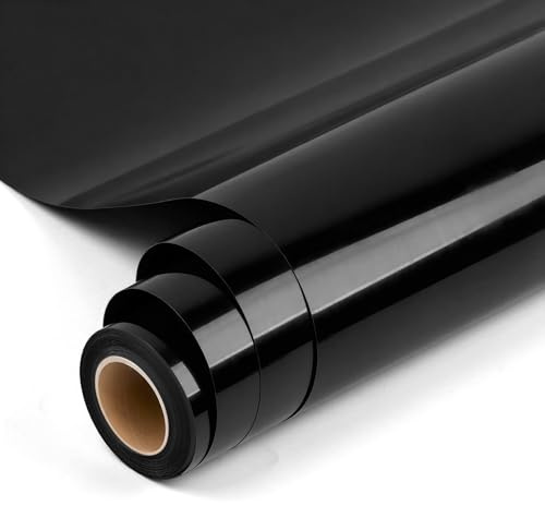 AMAZINGHOME Schwarz Plotterfolie Textil Rolle - 30,5 cm x 600 cm, Premium Bügelfolie für Textilien, Kompatibel mit allen Schneidplottern, Flexfolie für Kleidung, Taschen, Hausdekoration