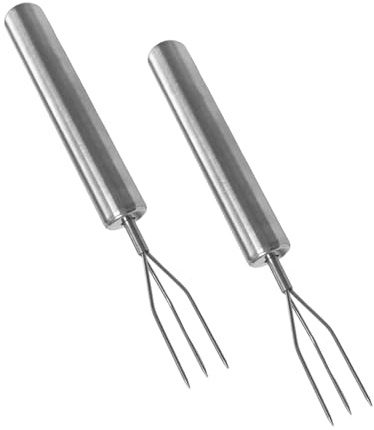 Thapncow 2 Piezas Tenedor de Maíz Tenedores de Patatas de Acero Inoxidable，herramienta portátil para barbacoa，Pinchos para Maíz Reutilizables, Tenedores para CarneEcológicos y Aptos para Lavavajillas